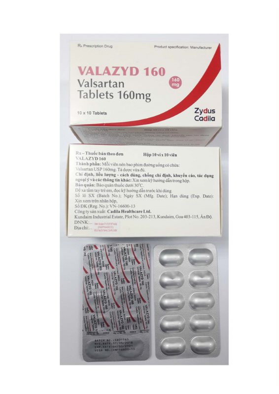 VALAZYD 160 Valsartan 160mg zydus cadila (h/100v)
